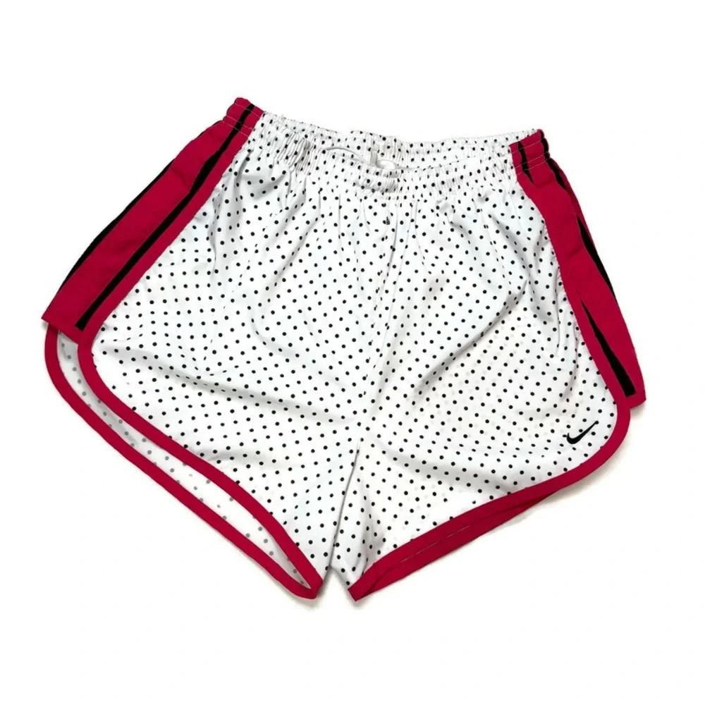 Nike Tempo Running Shorts White & Pink With Black Dots Size Small - Picture 1 of 5